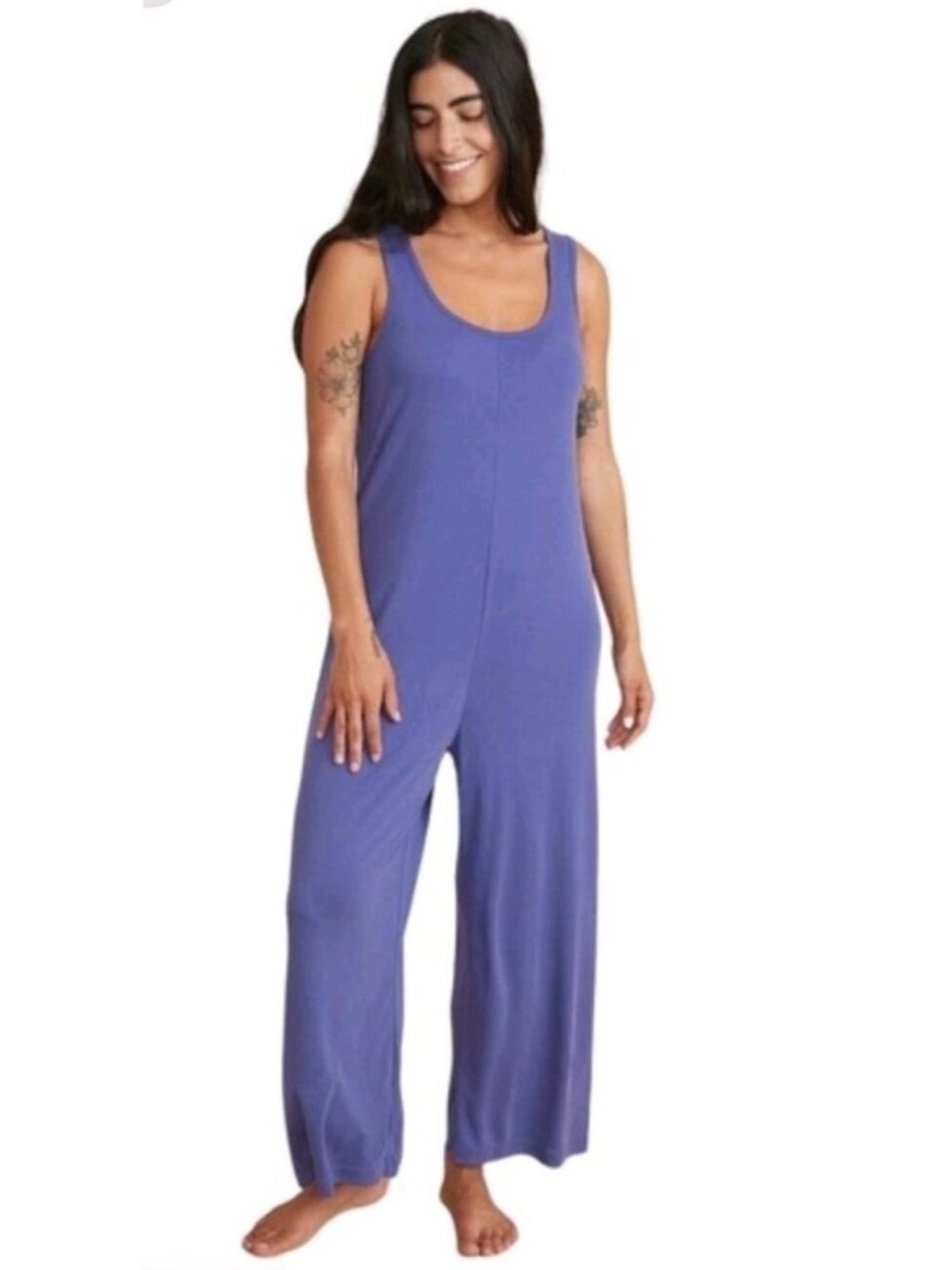 Marine Layer Re-Spun Lexi Rib Lounge Jumpsuit Indigo Purple Size Medium
